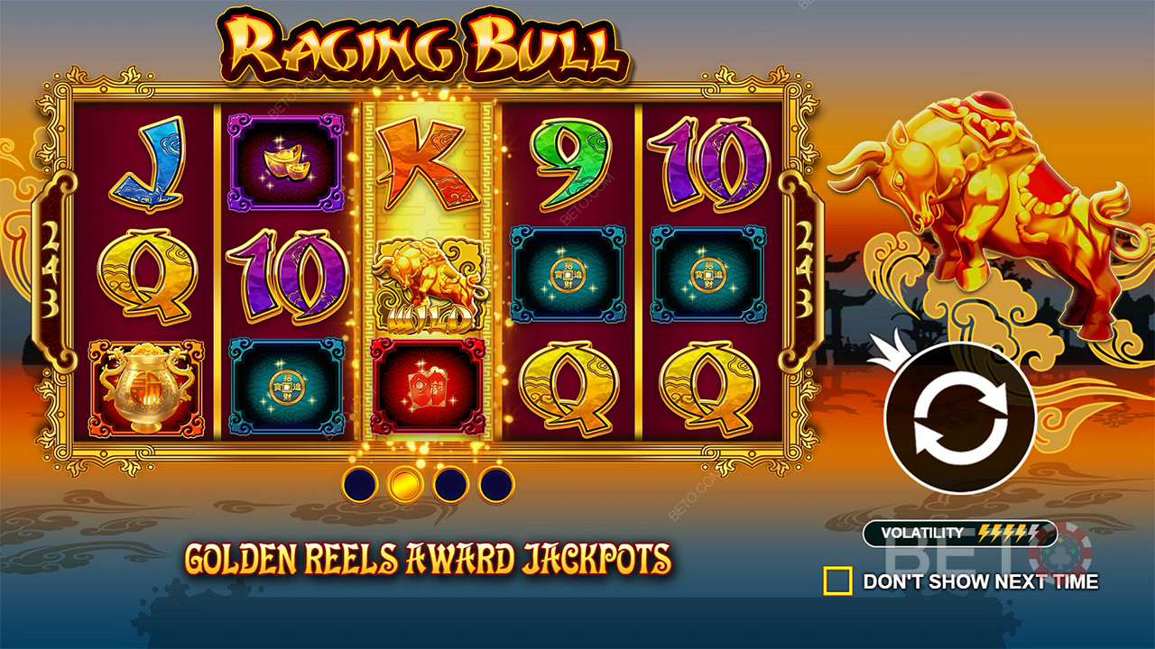 Вигравайте джекпоти в базовій грі в ігровому автоматі Raging Bull