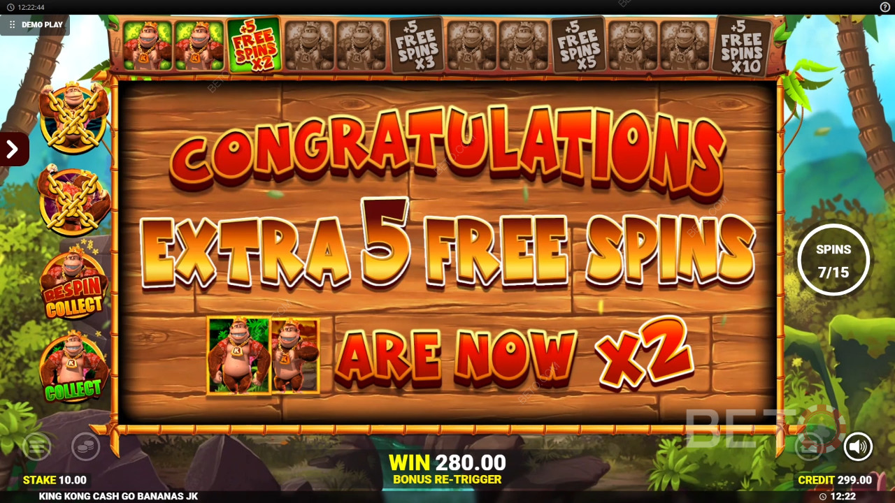 Виграйте 50 000 разів більше вашої ставки в ігровому автоматі King Kong Cash Go Bananas!
