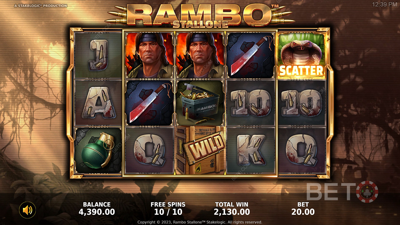 Насолоджуйтеся ігровим автоматом за мотивами культового фільму, граючи в слот Rambo