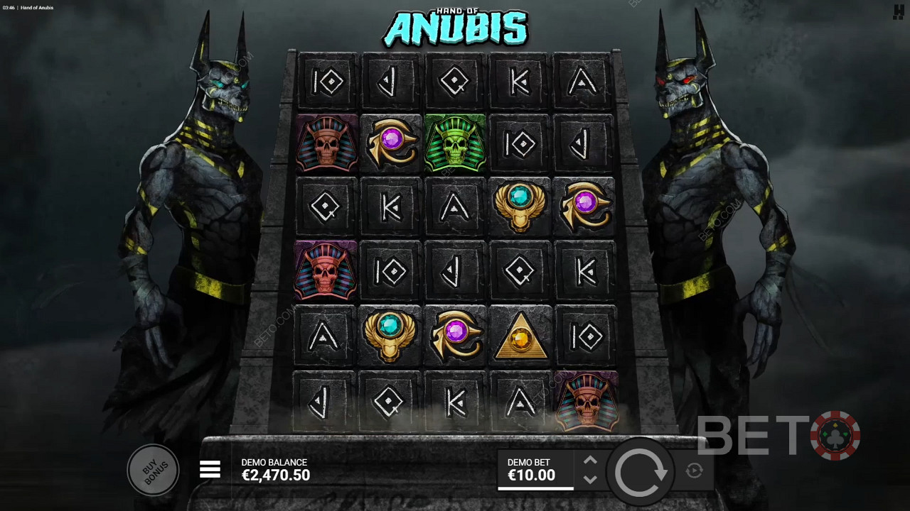 Більша розкладка допомагає отримати більше виграшів в онлайн-слоті Hand of Anubis