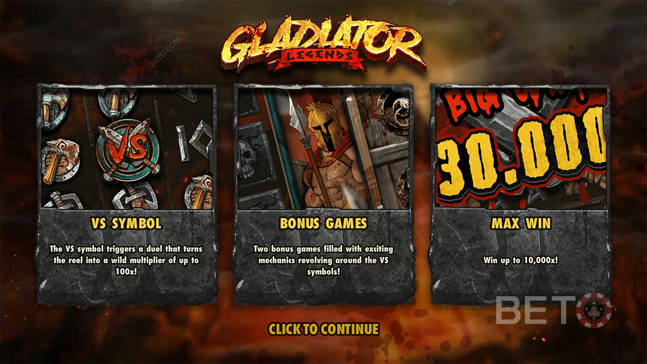 Виграйте до 10 000 разів більше вашої ставки в ігровому автоматі Gladiator Legends