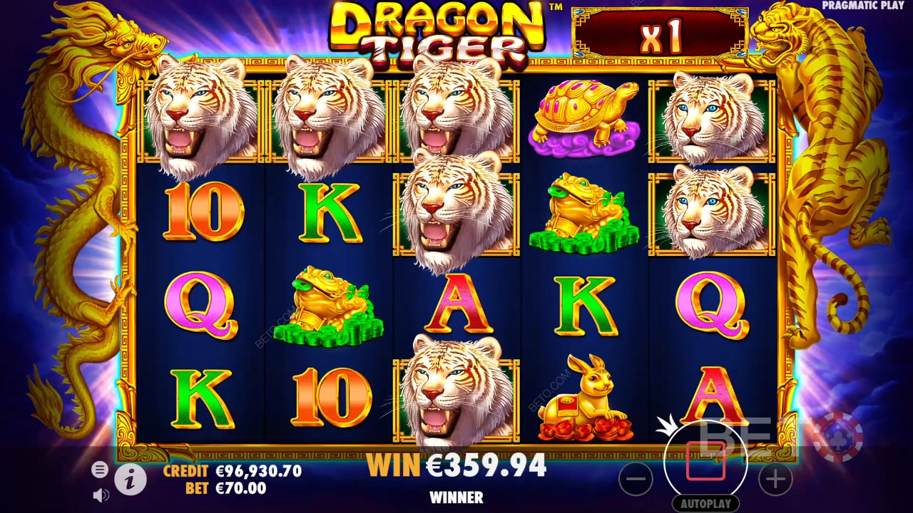 Під час бонусних безкоштовних обертань в онлайн-автоматі Dragon Tiger вступають у дію мультиплікатори