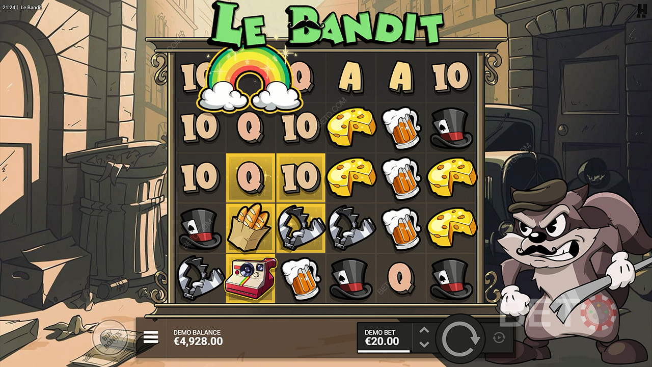 Символ веселки активує всі золоті квадрати в ігровому автоматі Le Bandit