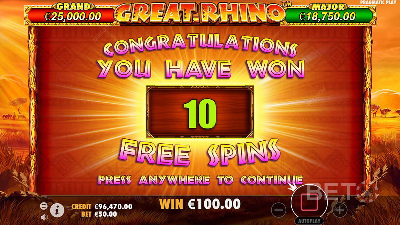 Виграйте 500-кратну ставку в онлайн-слоті Great Rhino!