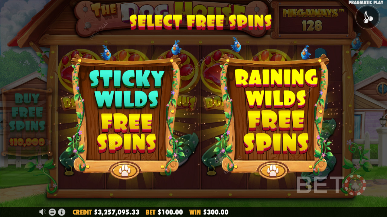 Доступні два режими безкоштовних обертань - функція Sticky Wilds Free Spins або Raining Wilds Free Spins