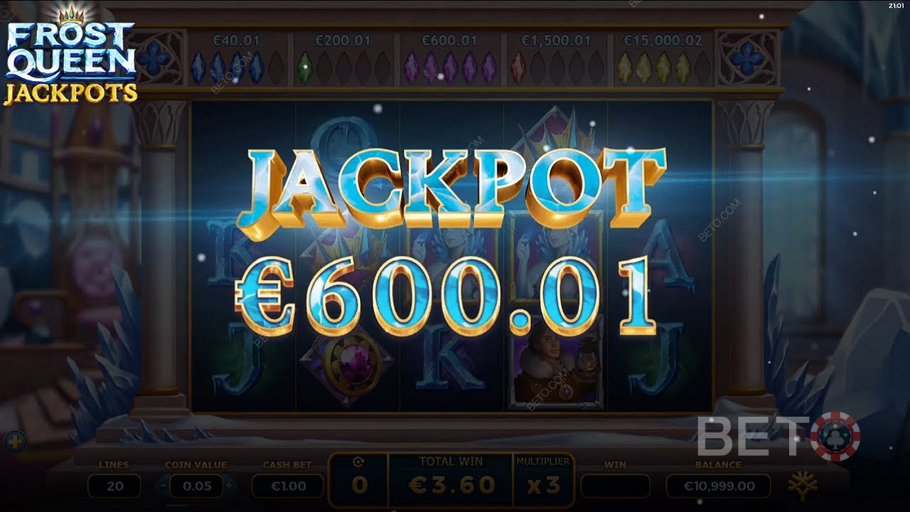 Отримання джекпоту на суму 600 євро в Frost Queen Jackpots