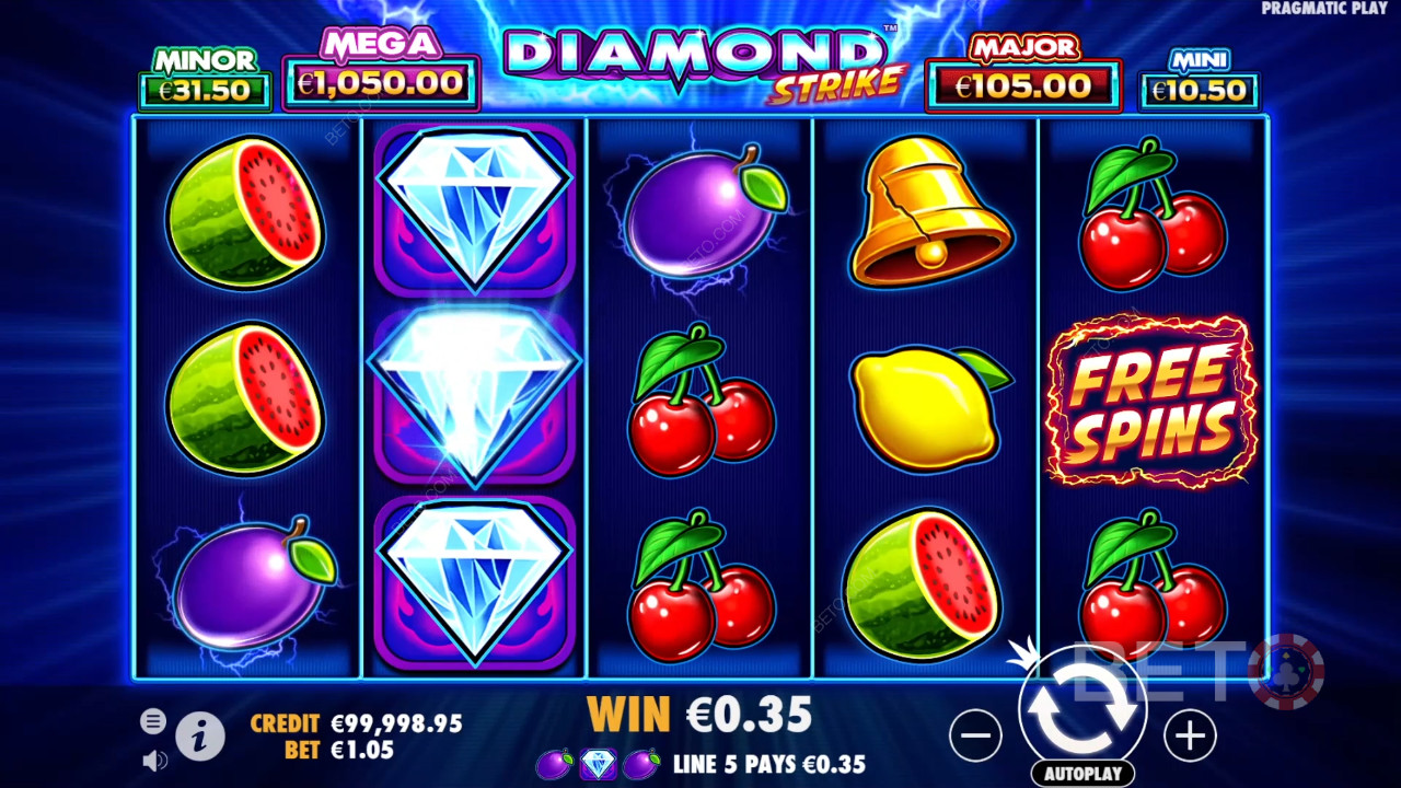 Пояснення бонусних функцій у Diamond Strike від Pragmatic Play