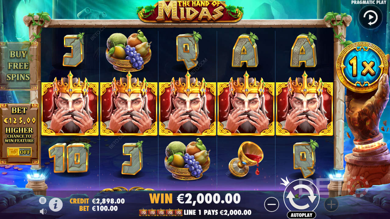 5 символів царя Мідаса дають великі виплати у відеослоті Hand of Midas