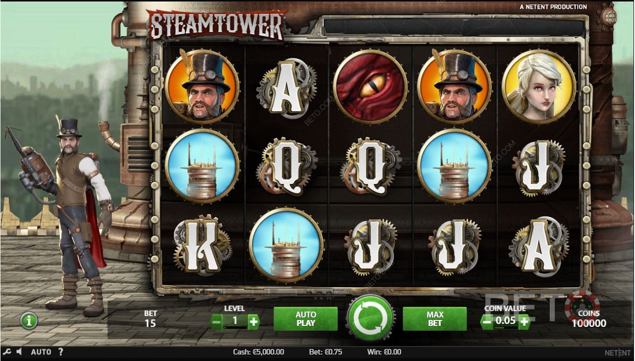 Ігровий процес онлайн слоту Steam Tower