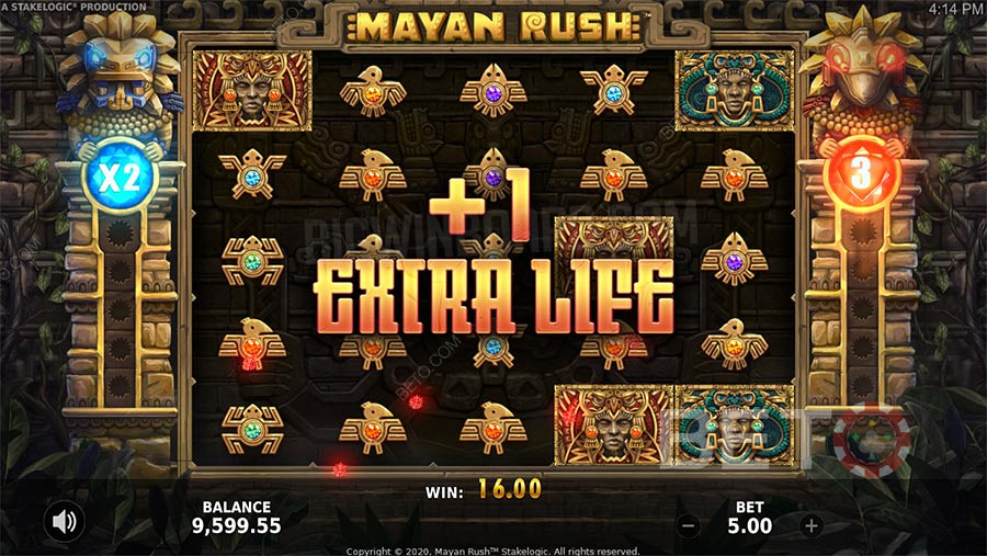 Mayan Rush бонусні функції включають безкоштовні обертання, множник і функцію азартних ігор