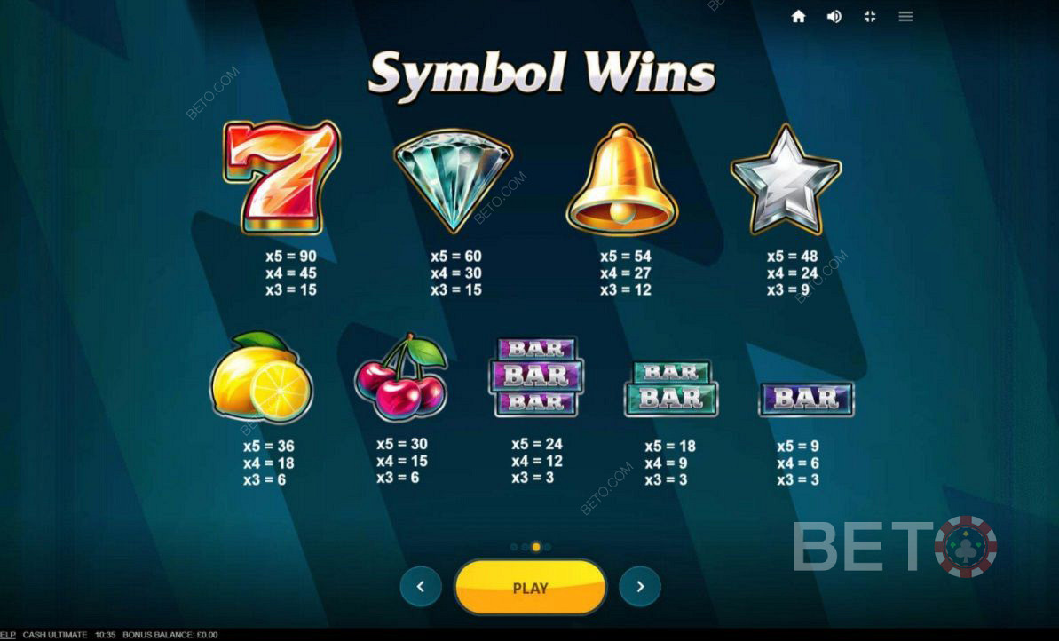 Різні комбінації символів у Cash Ultimate
