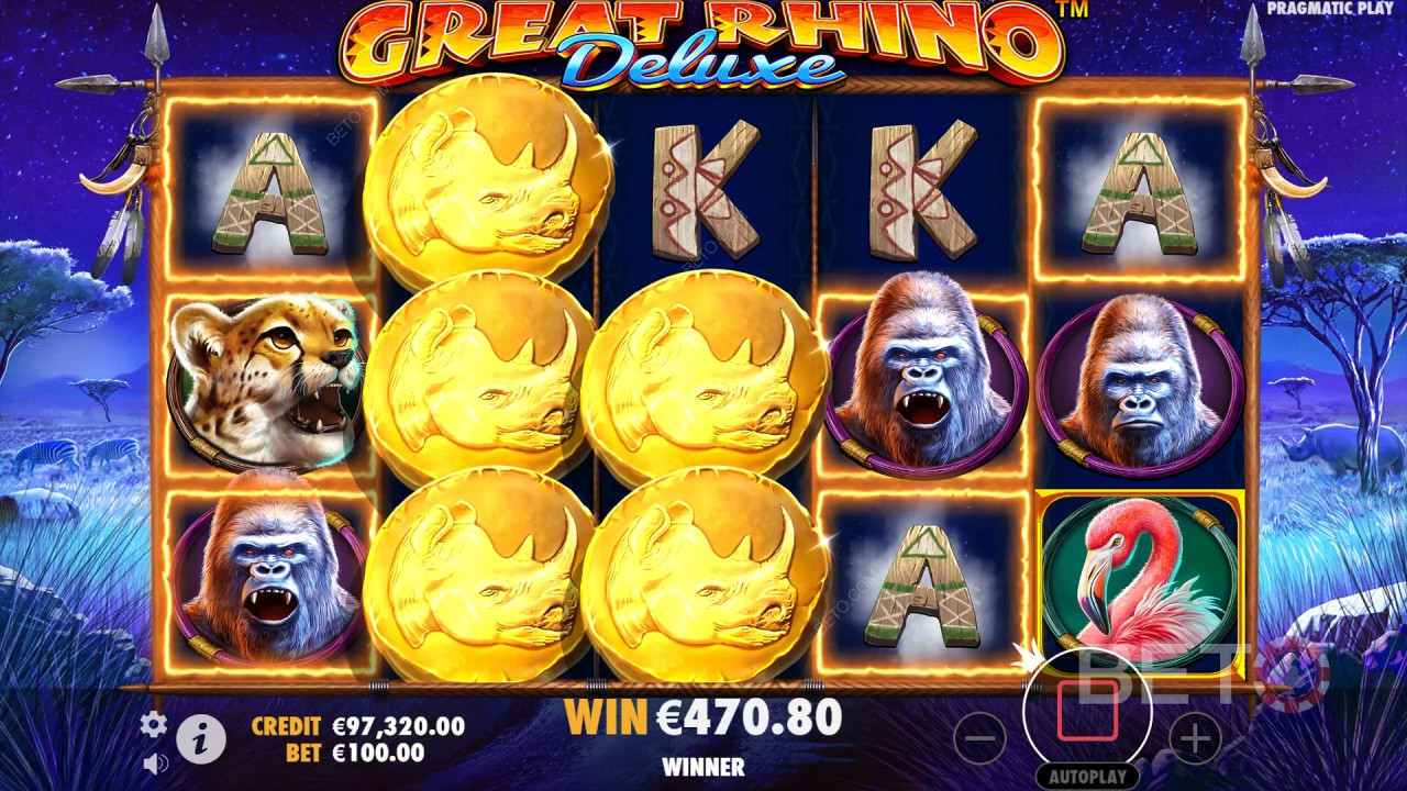 Пояснення функцій бонусів у Great Rhino Deluxe від Pragmatic Play