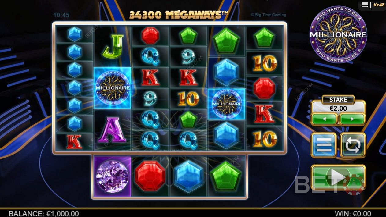 Базове оформлення екрана ігрового автомата Who Wants to be a Millionaire приваблює