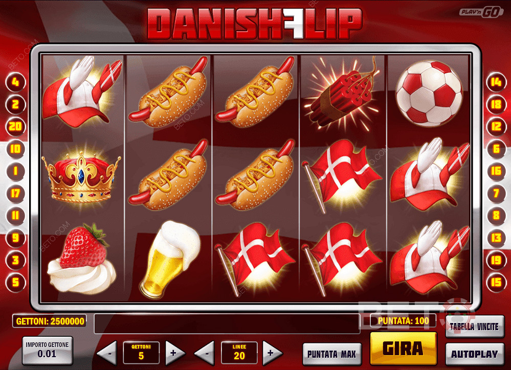 Збирайте правильні символи в лінію та вигравайте великі суми в Danish Flip