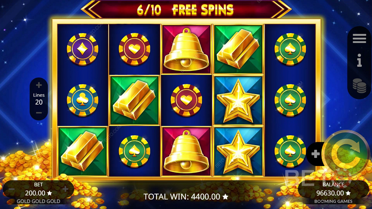Особливості бонусу пояснюються в Gold Gold Gold Gold від Booming Games