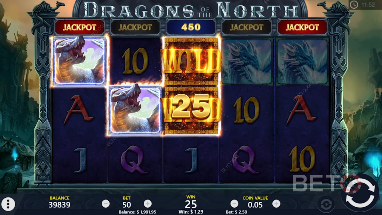 Дикі символи допомагають створювати більше виграшів в онлайн-слоті Dragons of the North