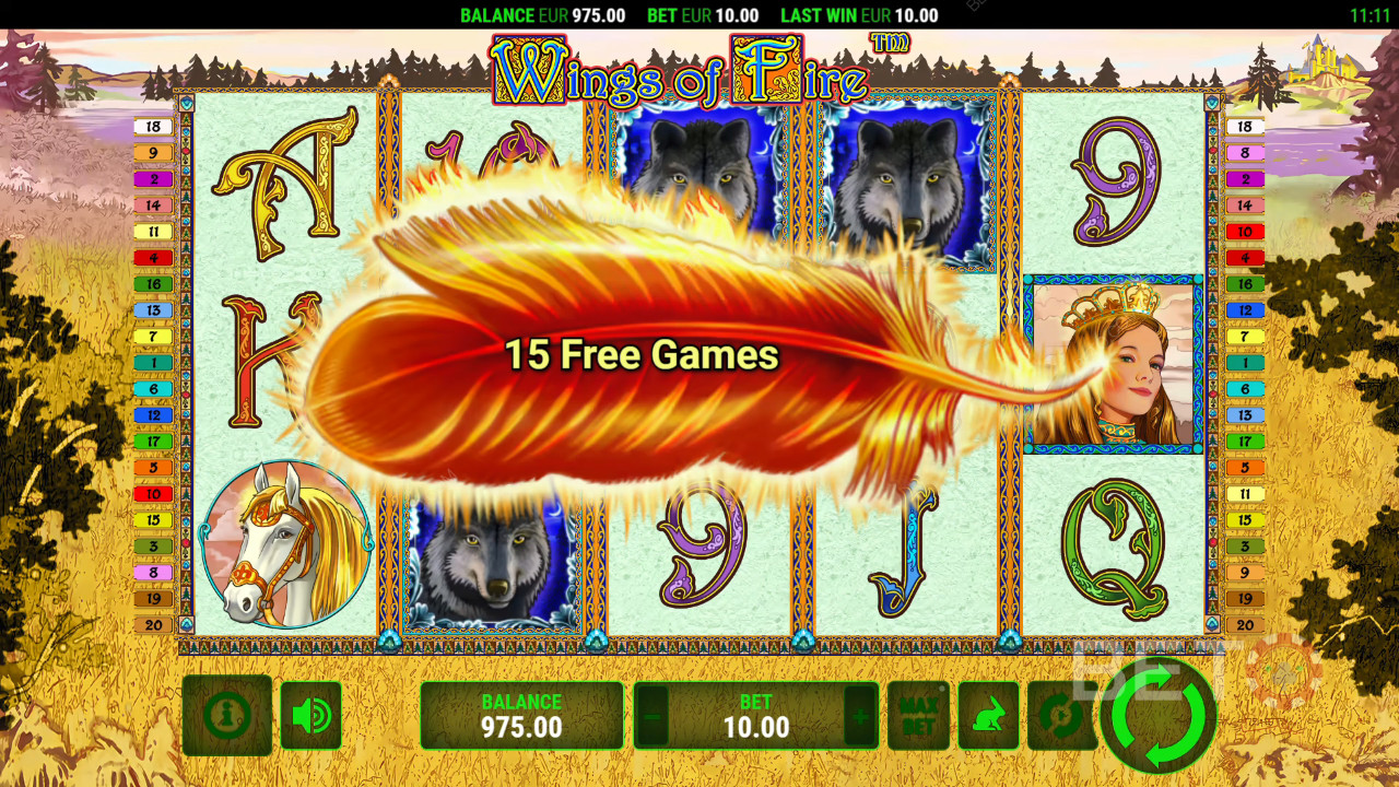 Пояснення бонусних можливостей у Wings of Fire від Greentube
