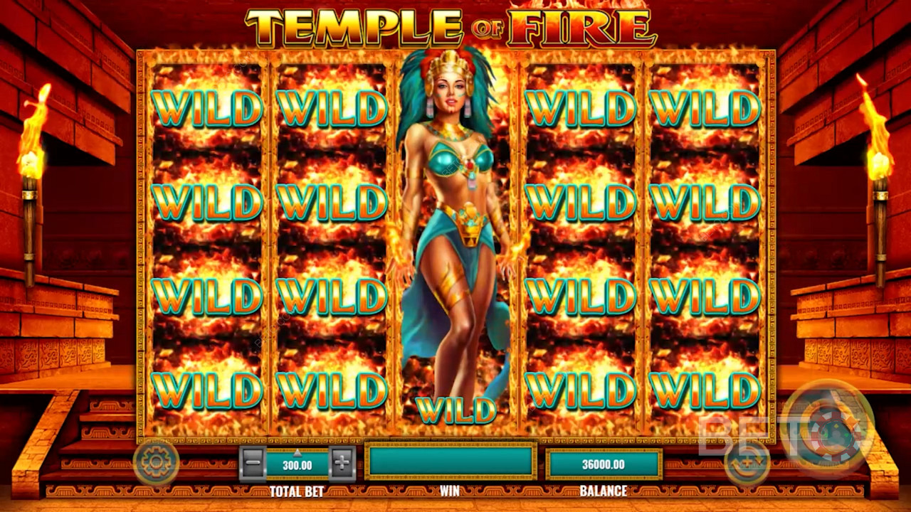 Сила Вайлда, що розширюється, у відеослоті Temple of Fire