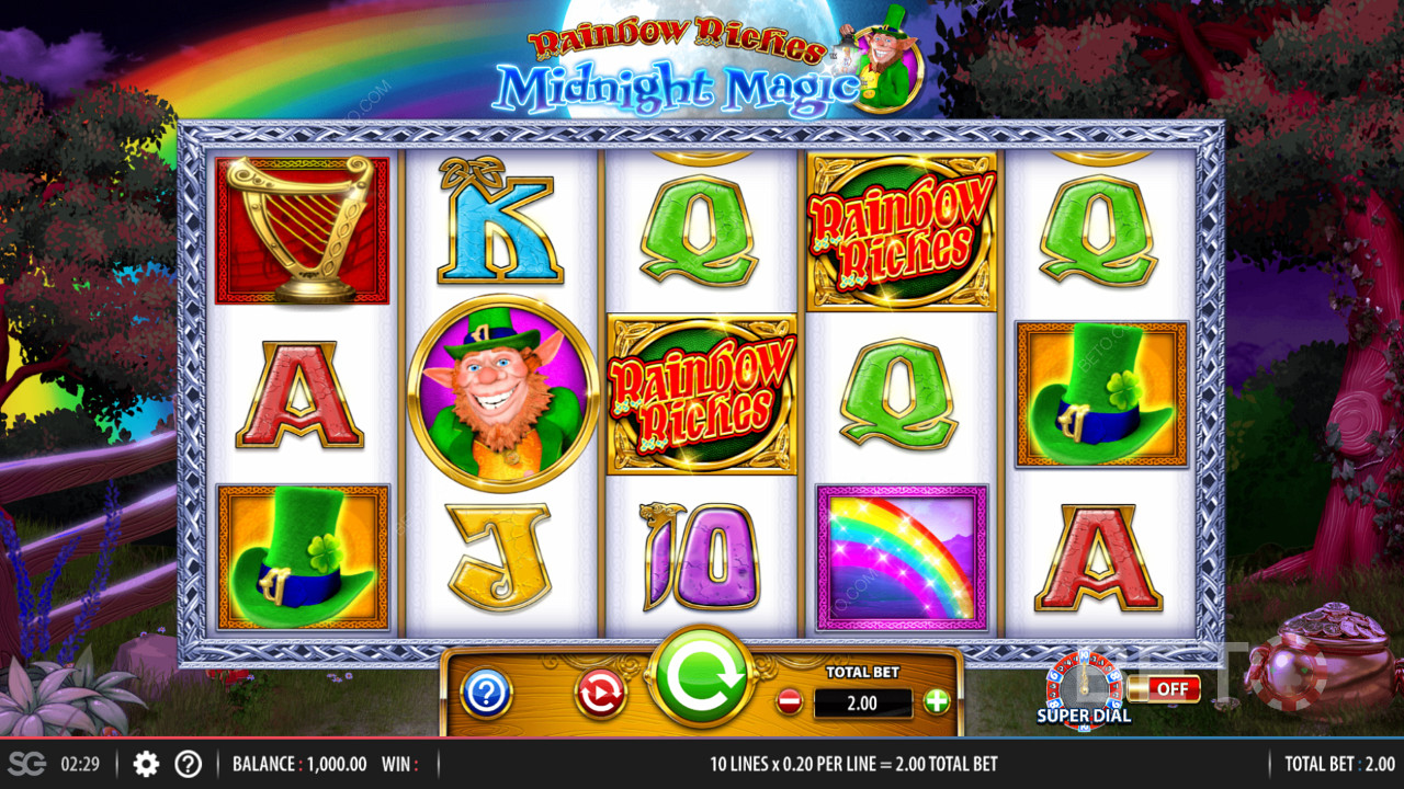 Ігрова сітка 5х3 в Rainbow Riches Midnight Magic