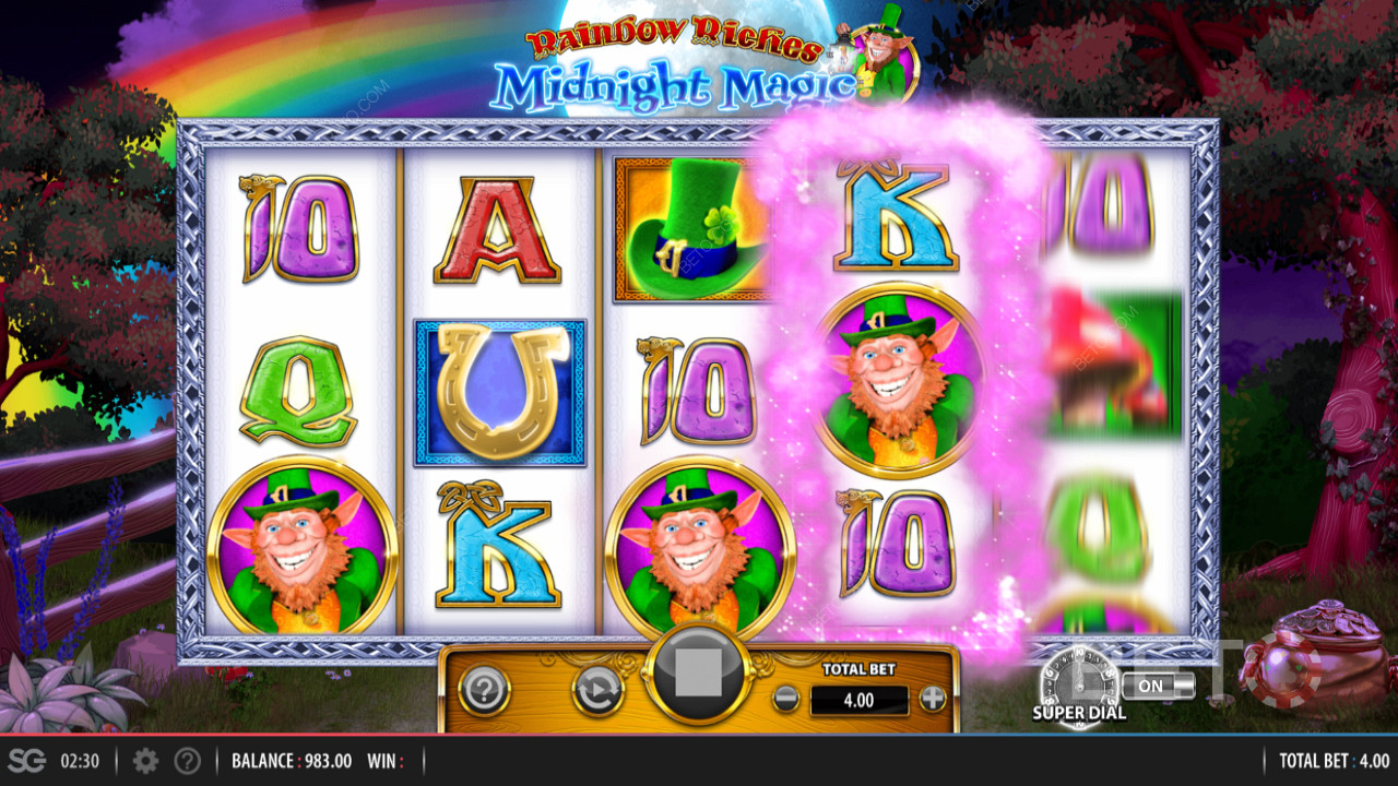 Rainbow Riches Midnight Magic від Barcrest, який включає в себе бонус Super Dial Bonus