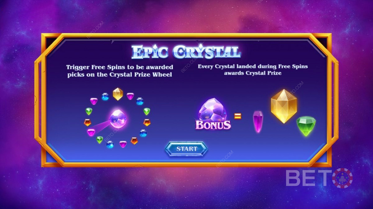Вступний екран Epic Crystal - Бонусні та безкоштовні обертання
