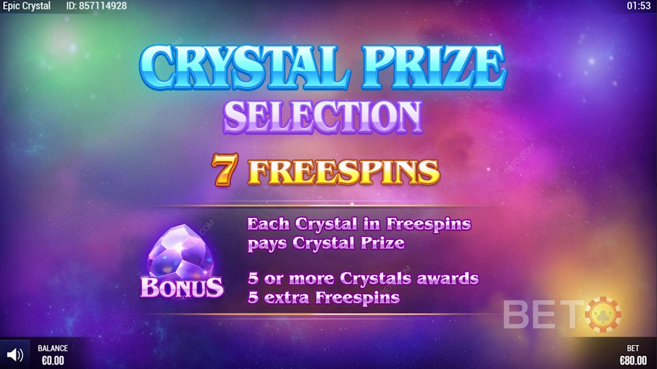 Спеціальні безкоштовні обертання Epic Crystal