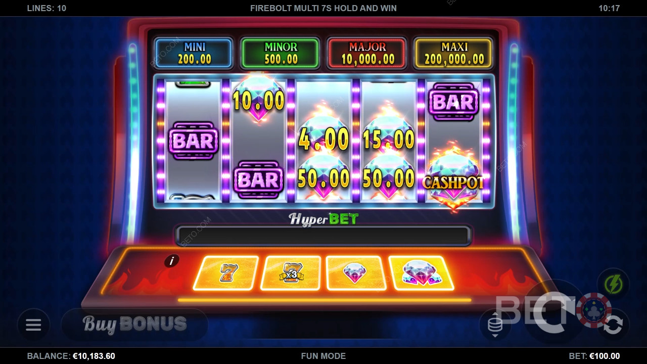 Огляд Firebolt Multi 7s Hold and Win від BETO Slots