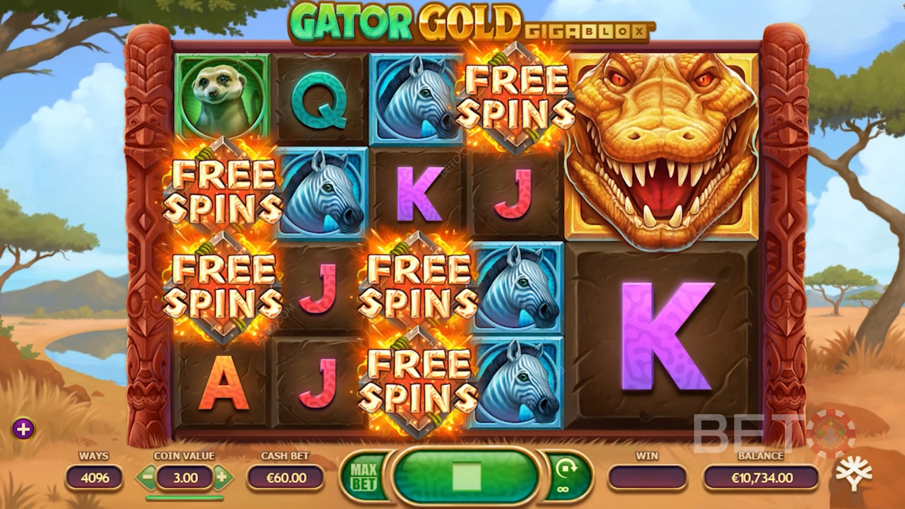 Gator Gold Gigablox - Зустрічайте блискавичного алігатора Golden Gator з виграшами до x20,000!