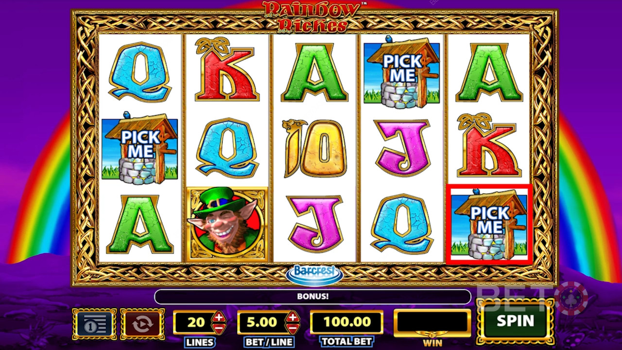 Символи в ігровому автоматі Rainbow Riches.