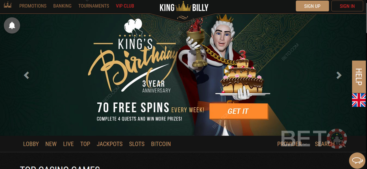 Отримуйте спеціальні бонуси та безкоштовні обертання в казино King Billy