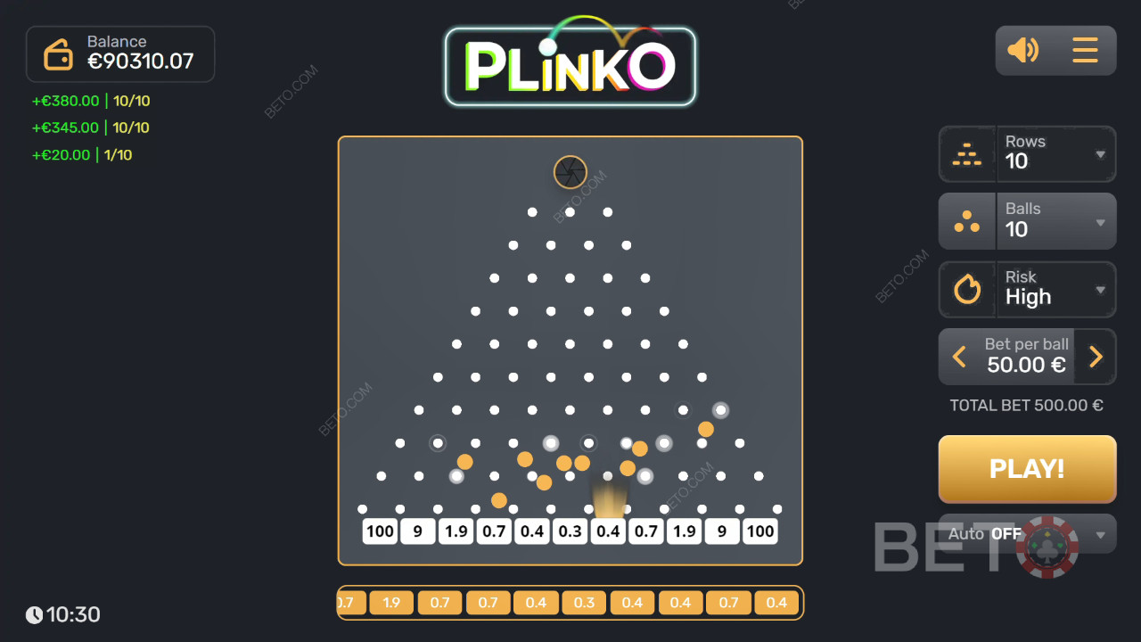 Виграйте у слоті Plinko 3,200 разів більше вашої ставки!