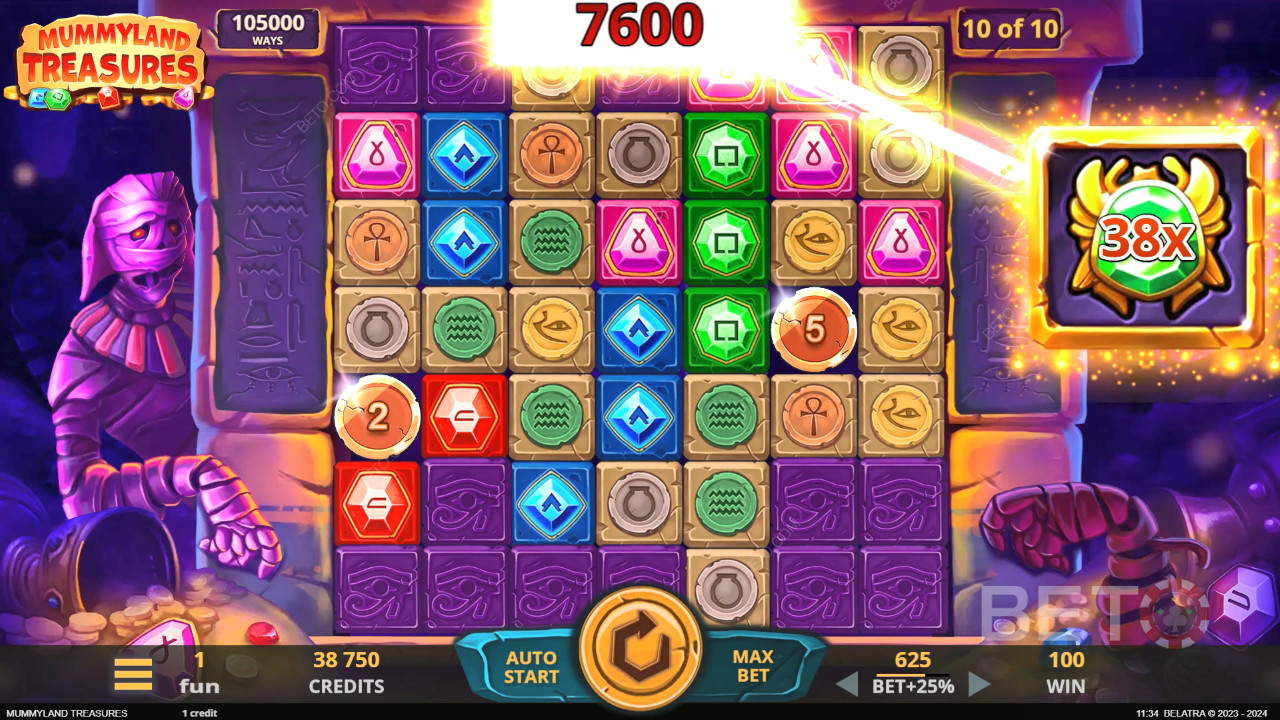 Виграйте 25 000-кратний розмір ставки у відеослоті Mummyland Treasures!