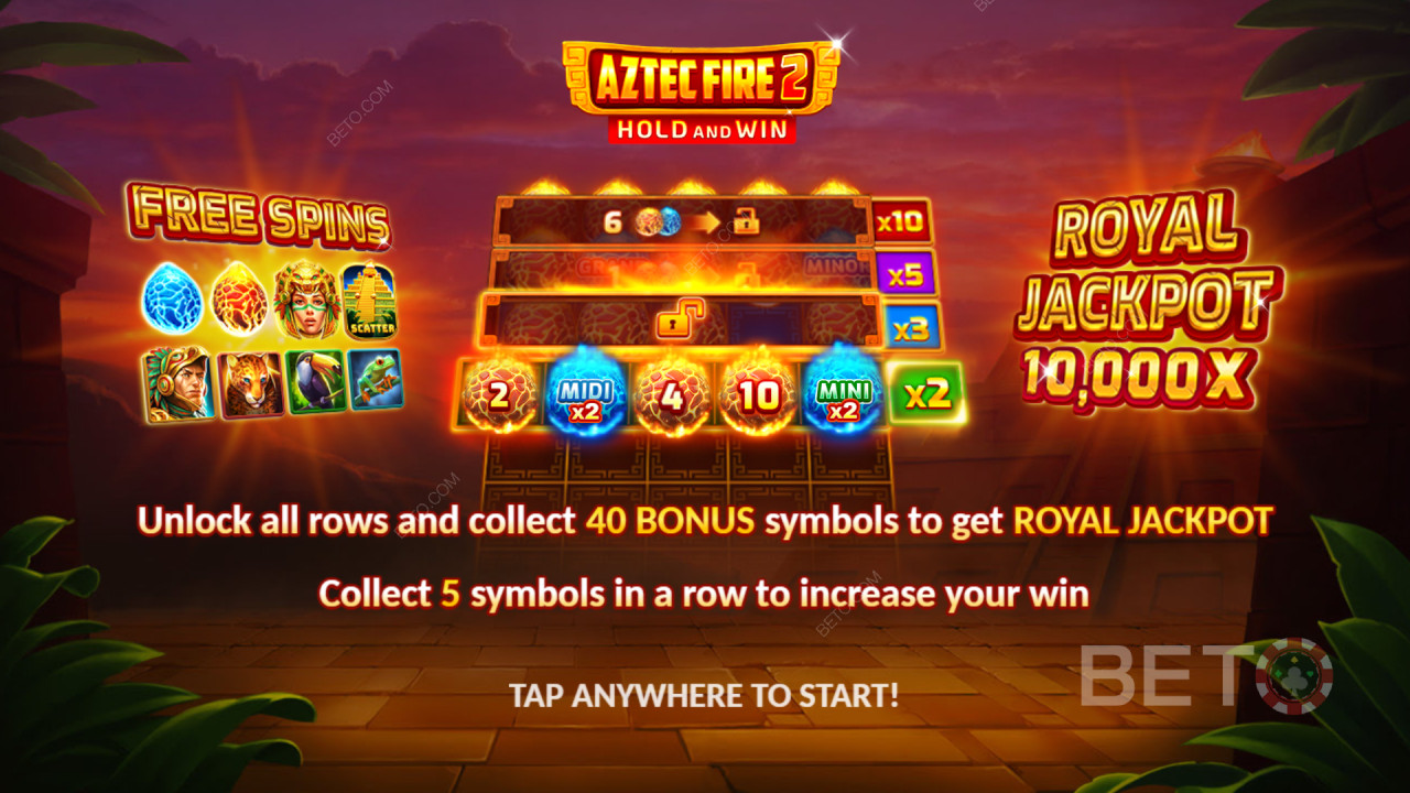 Пояснення функцій бонусів у грі Aztec Fire 2 від 3 Oaks Gaming