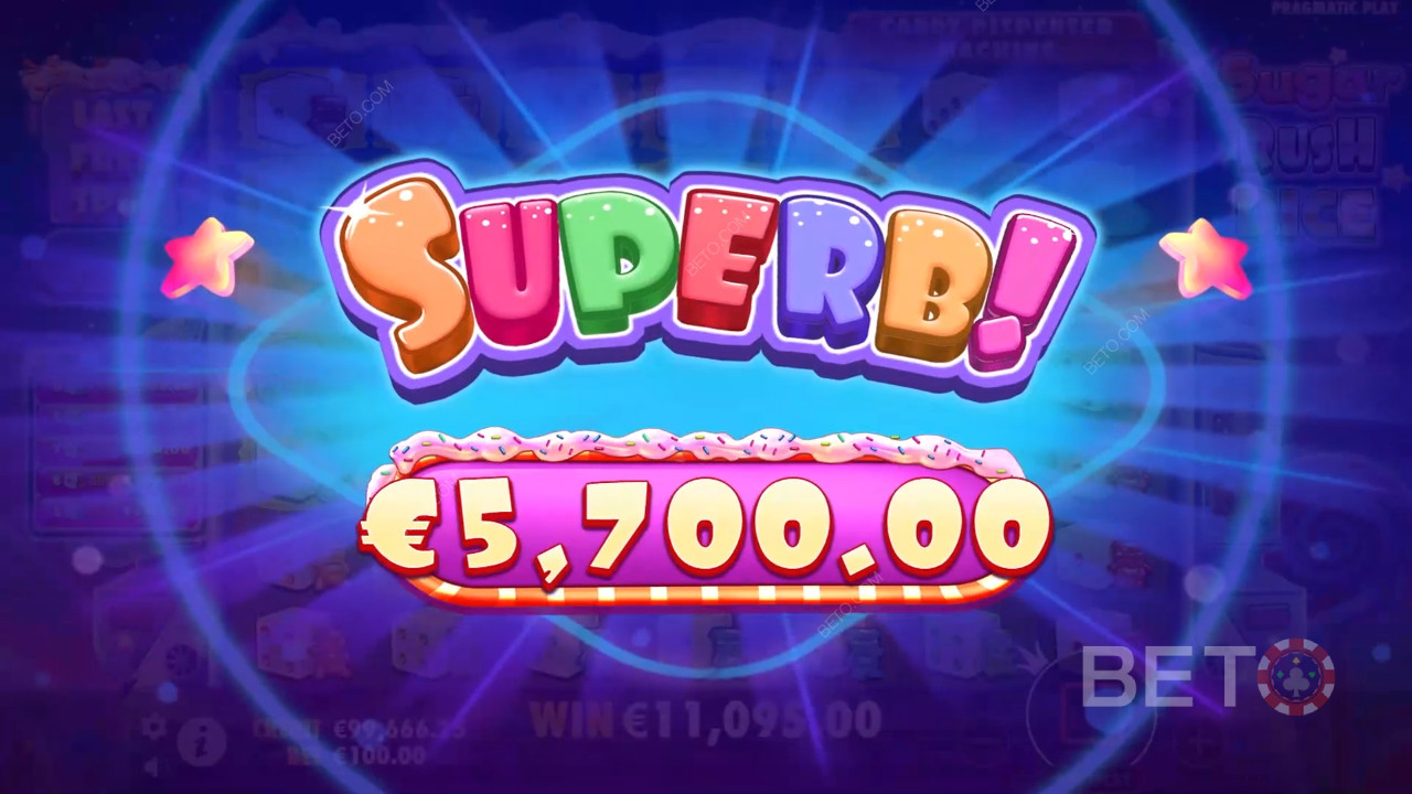 Виграйте у відеослоті Sugar Rush Dice у 5 000 разів більше вашої ставки!