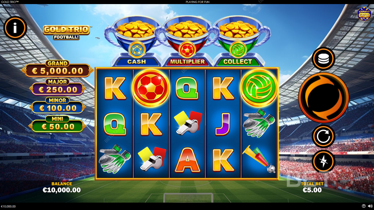 Виграйте 1,000x Вашу ставку в Золотому тріо: Футбол! Відеослот!
