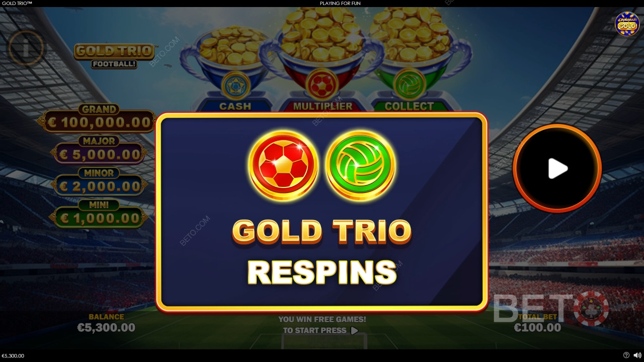 Особливості бонусів у Gold Trio: Футбол! від Playtech