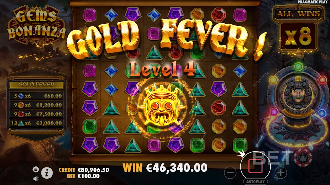 Зберіть принаймні 114 виграшних символів, щоб відкрити прогресивний бонус Gold Fever