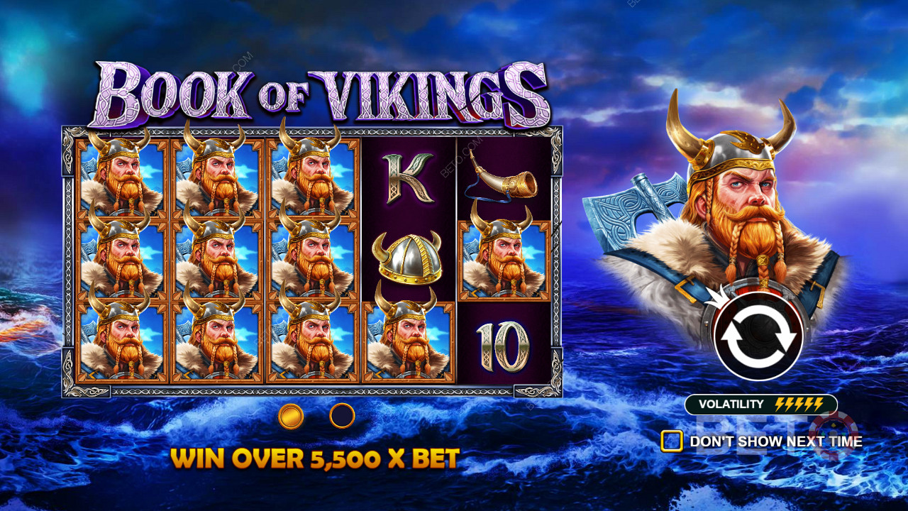 Вигравайте нагороди на суму до 5,500x від розміру ставок у високо волатильному слоті Book of Vikings