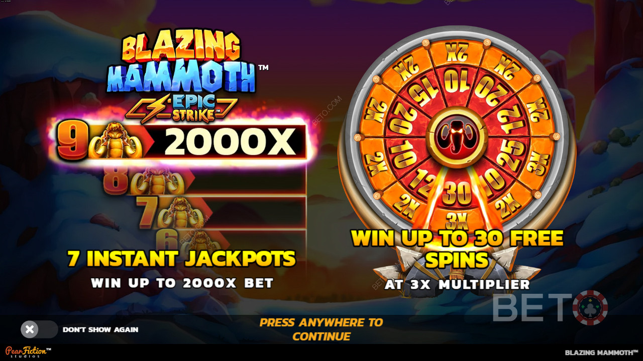 Вигравайте до 2 000 разів більше ставки в ігровому автоматі Blazing Mammoth