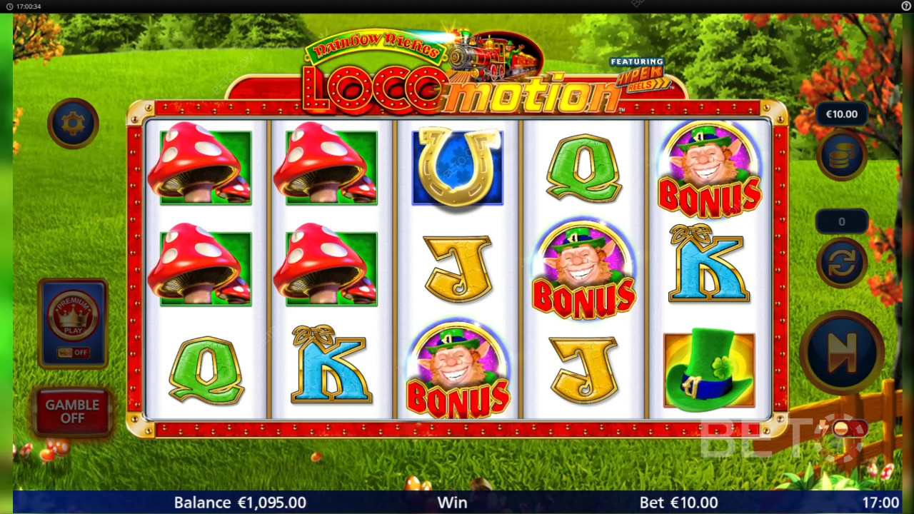 Бонусні функції пояснюються в Rainbow Riches Локомоція світлом і дивом