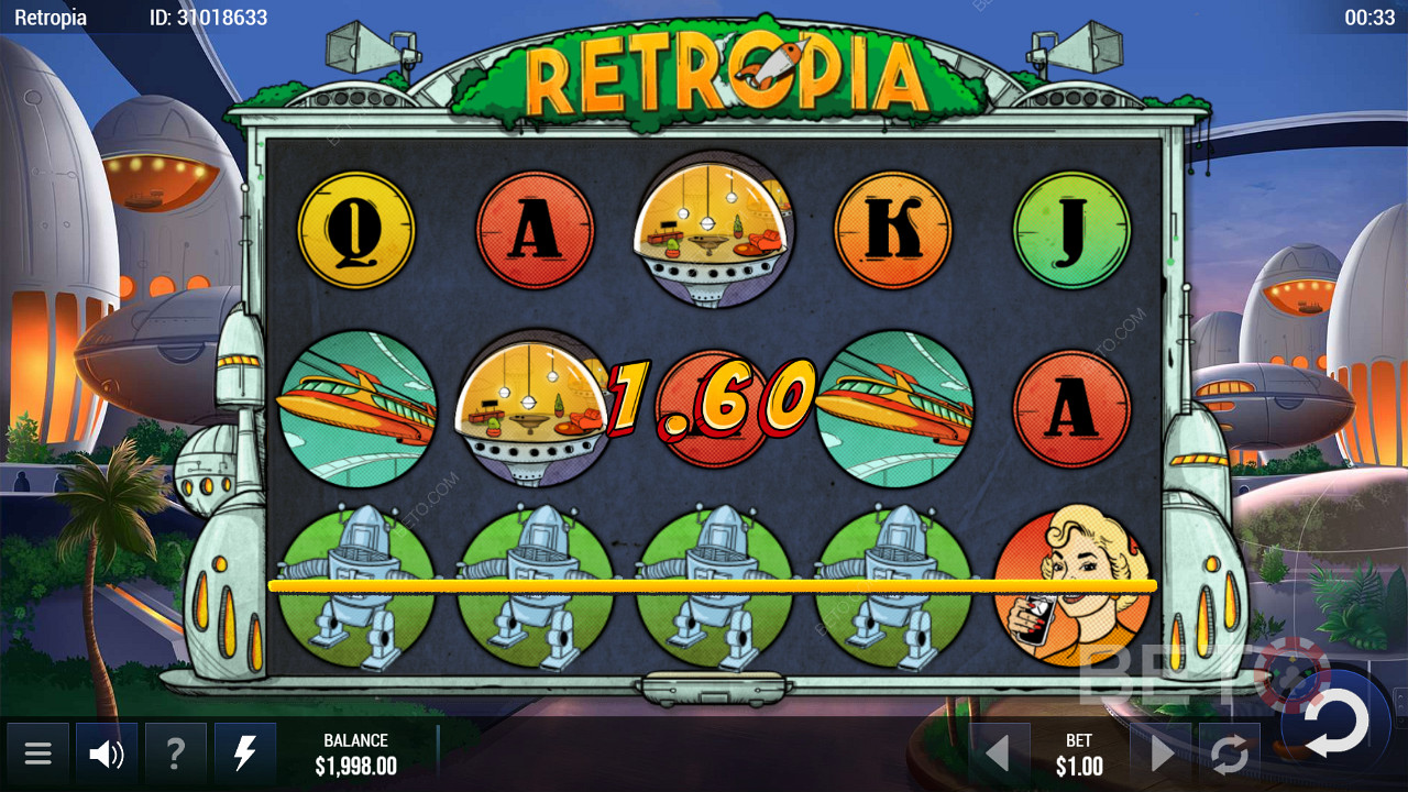 Скористайтеся перевагами 25 ліній виплат і отримуйте легкі виграші в ігровому автоматі Retropia