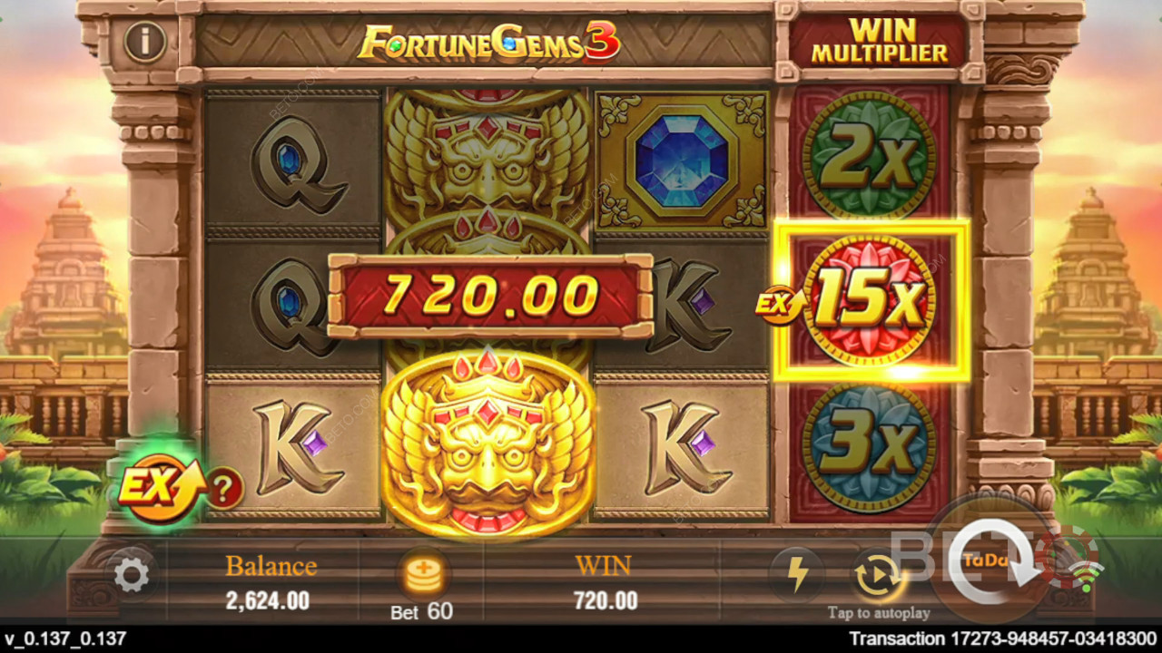Виграйте 10,125x ставку в онлайн-слоті Fortune Gems 3!