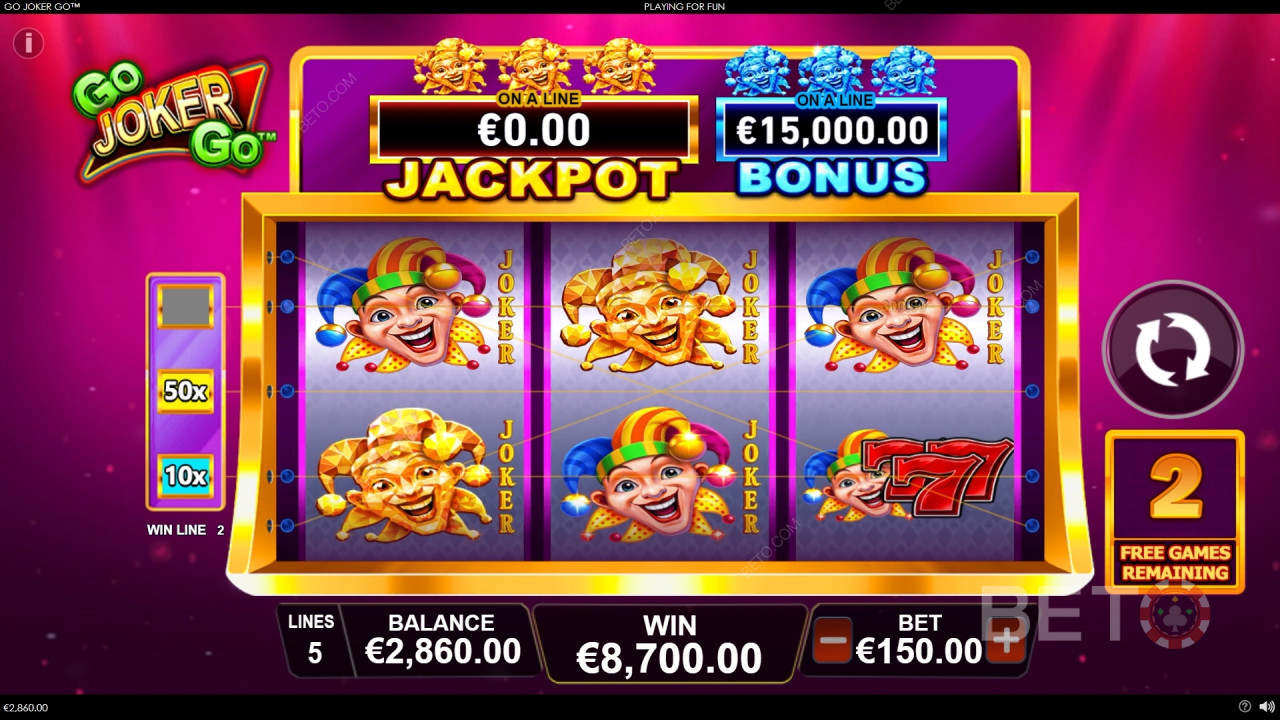 Виграйте 1000-кратну ставку в ігровому автоматі Go Joker Go!