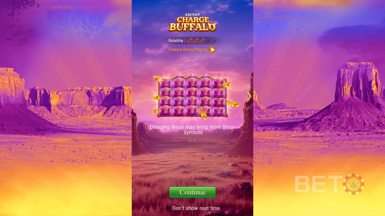 Особливості бонусу пояснюються в грі Charge Buffalo-Ascent від TaDa Gaming