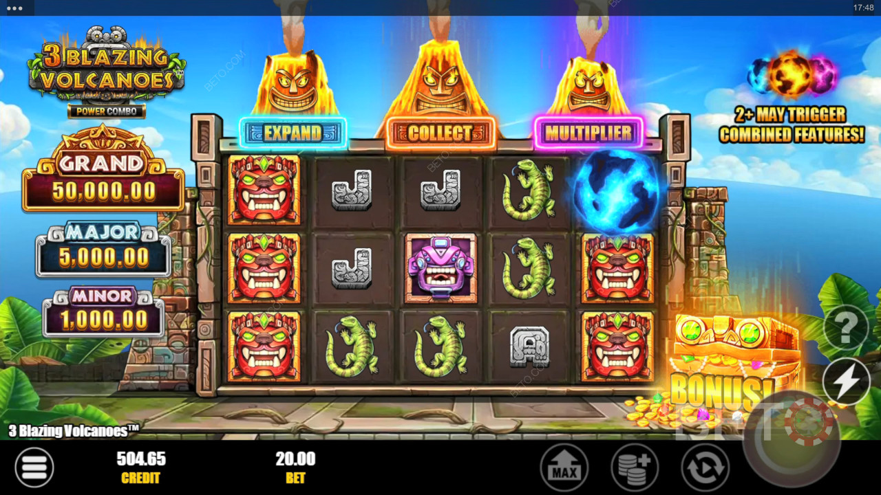 Огляд 3 Power Combo від BETO Slots з палаючими вулканами