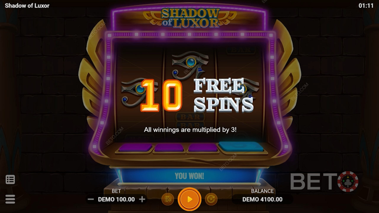 Нагородні безкоштовні обертання в класичному ігровому автоматі Shadow of Luxor