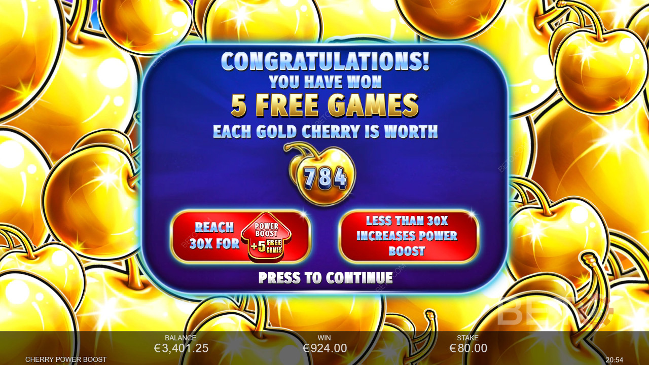 Виграйте у 2,500 разів більше вашої ставки в онлайн-слоті Cherry Power Boost!