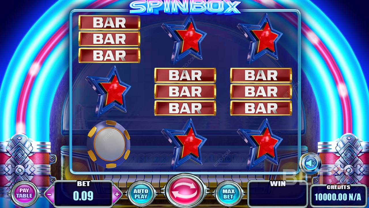 Привабливі символи та класична тематика гри в слоті Spinbox