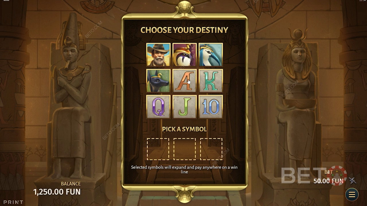 Виберіть будь-який з базових символів у якості розширюваного символу для бонусної гри