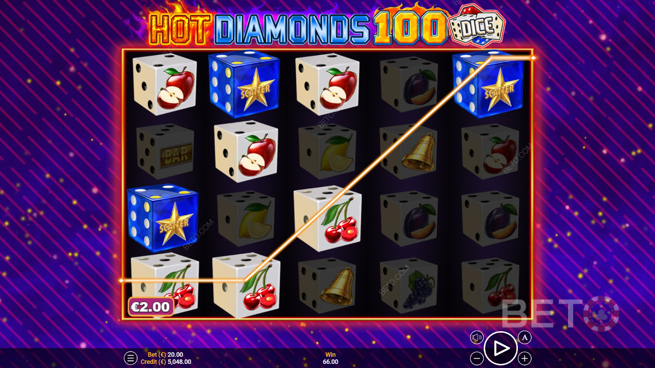 Огляд гральних кісток Hot Diamonds 100 Dice від BETO Slots